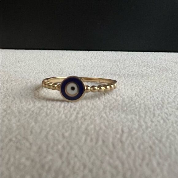 14k real gold evil eye beaded ring size 7 trendy stackable ring perfect gift - Picture 9 of 10